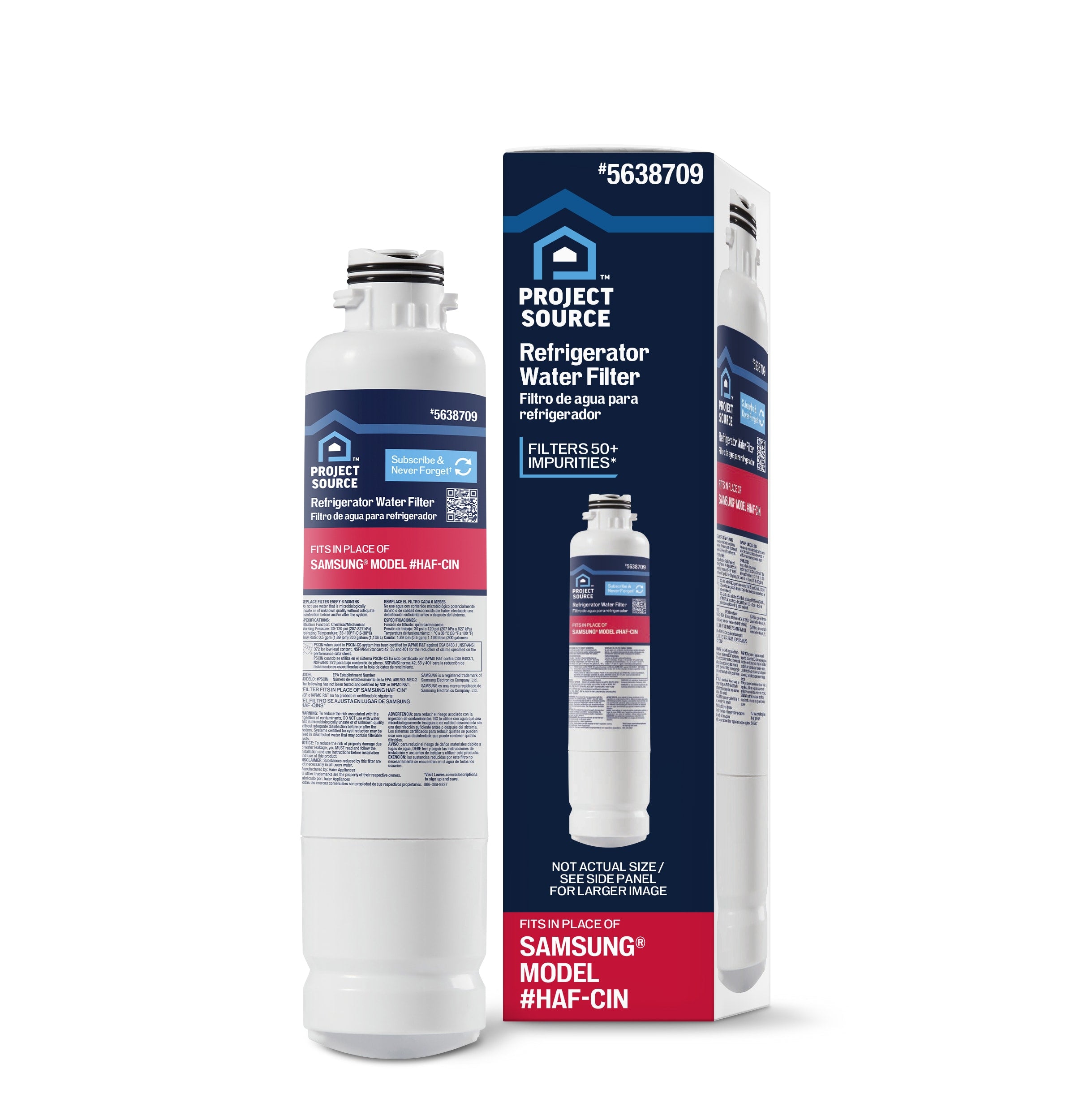 Project Source Push-In Refrigerator Water Filter Fits Samsung Filter HAF-CIN