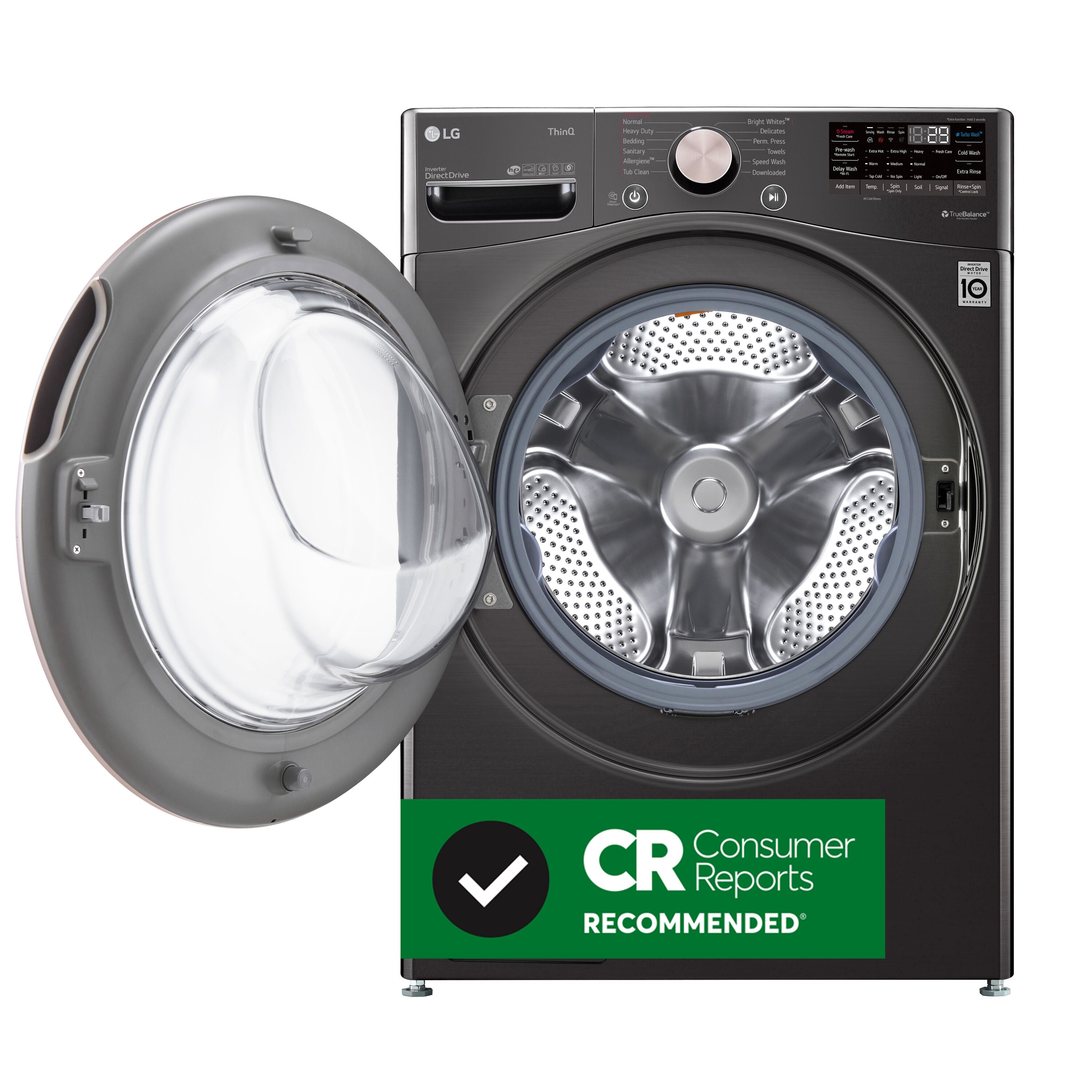 LG TurboWash 360 4.5-cu ft High Efficiency Stackable Steam Cycle Smart Front-Load Washer (Black Steel) ENERGY STAR (WM400HBA)