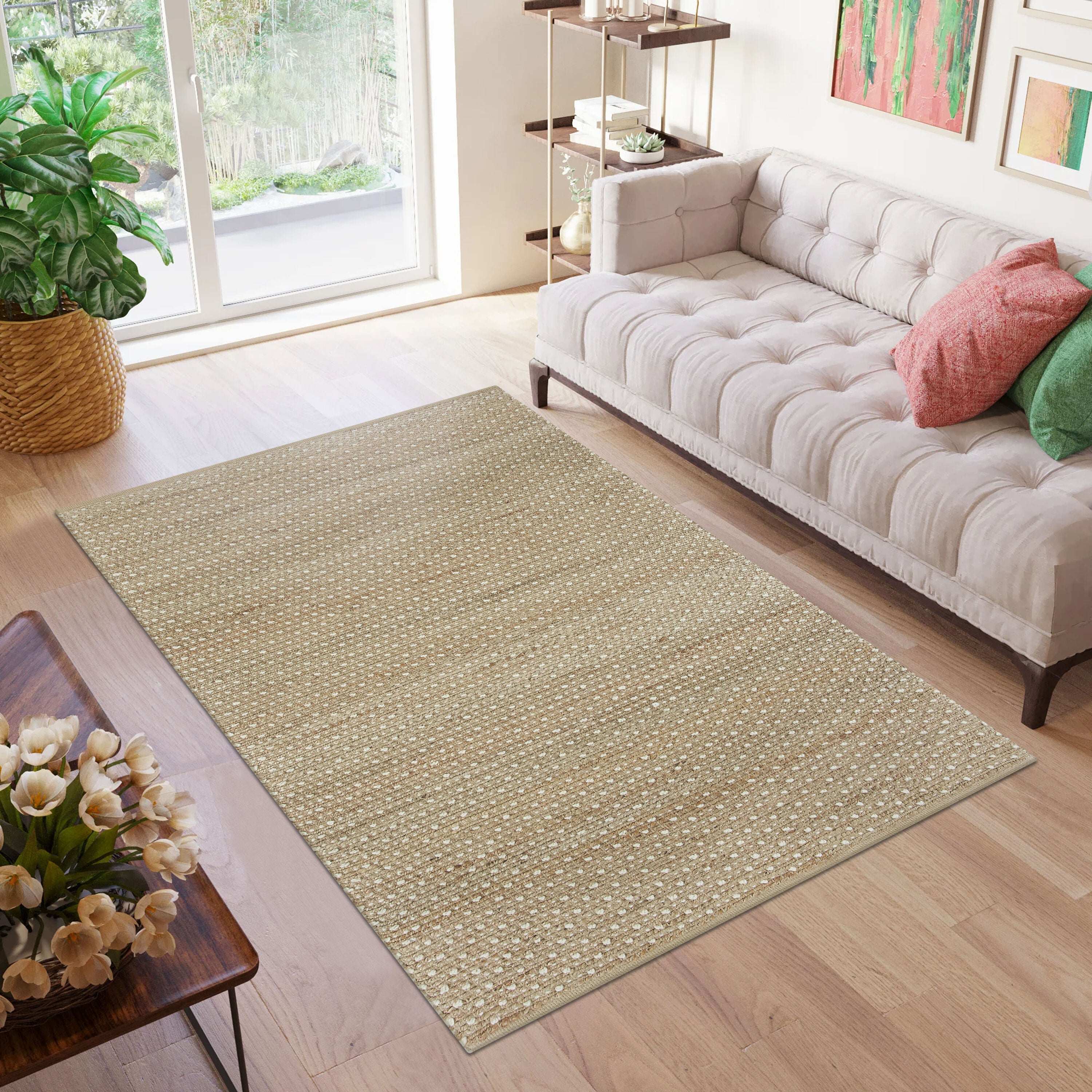 allen + roth Speckled Dunes 5 X 8 (ft) Jute Natural Ivory Indoor Solid Area Rug