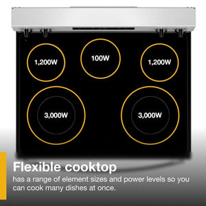 Whirlpool 30 - in Glass Top 5 Burners 5.3 - cu ft Steam Cleaning Freestanding Electric Range (Fingerprint Resistant Stainless Steel) (WFES3330RZ) - Stu's Home Improvement Outlet