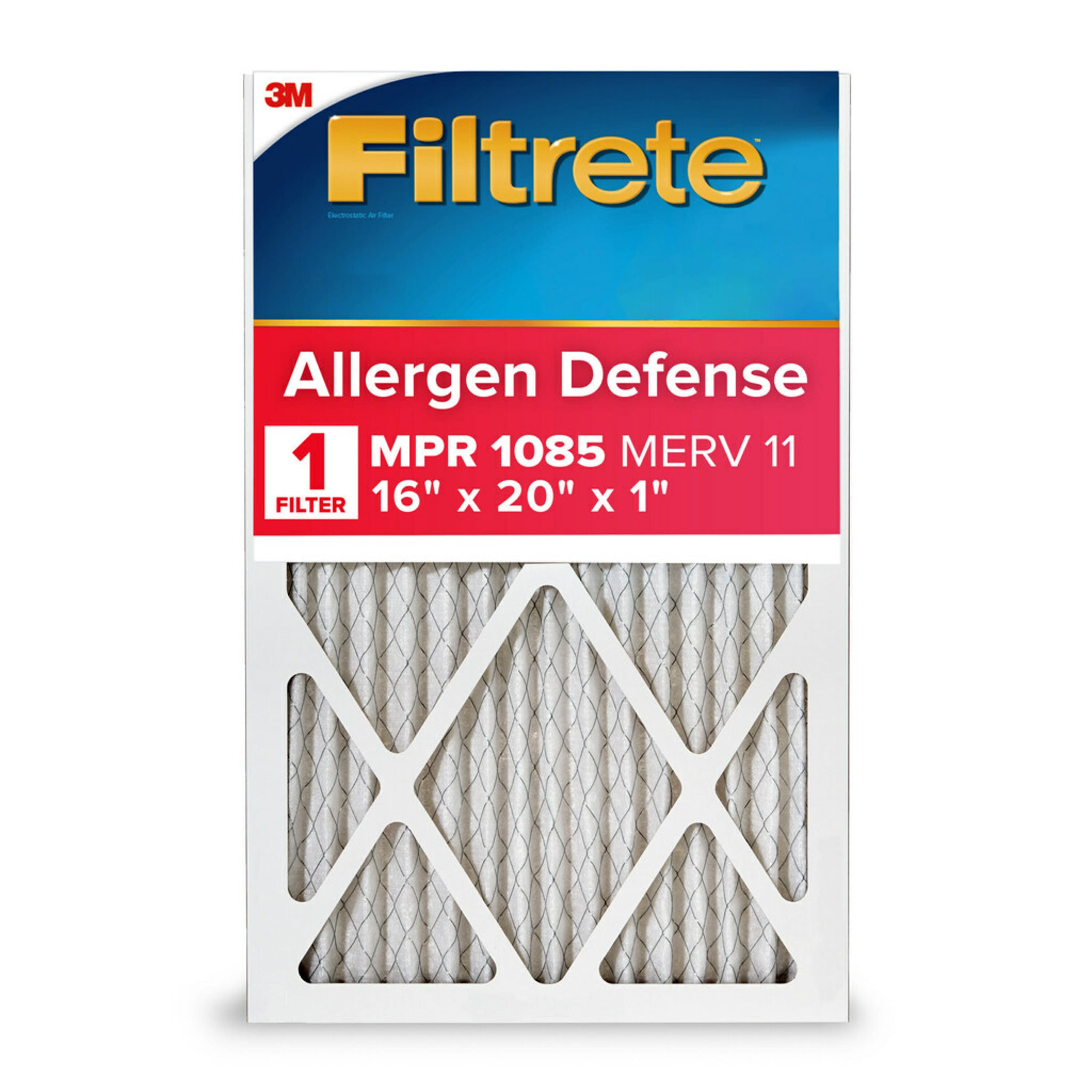 Filtrete 16-in W x 20-in L x 1-in MERV 11 1085 MPR Allergen Defense Extra Electrostatic Pleated Air Filter