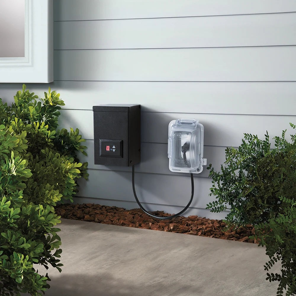 Harbor Breeze 200 -Watt Multi-Tap Transformer Landscape Lighting Transformer with Digital Timer and Dusk-to-Dawn Sensor