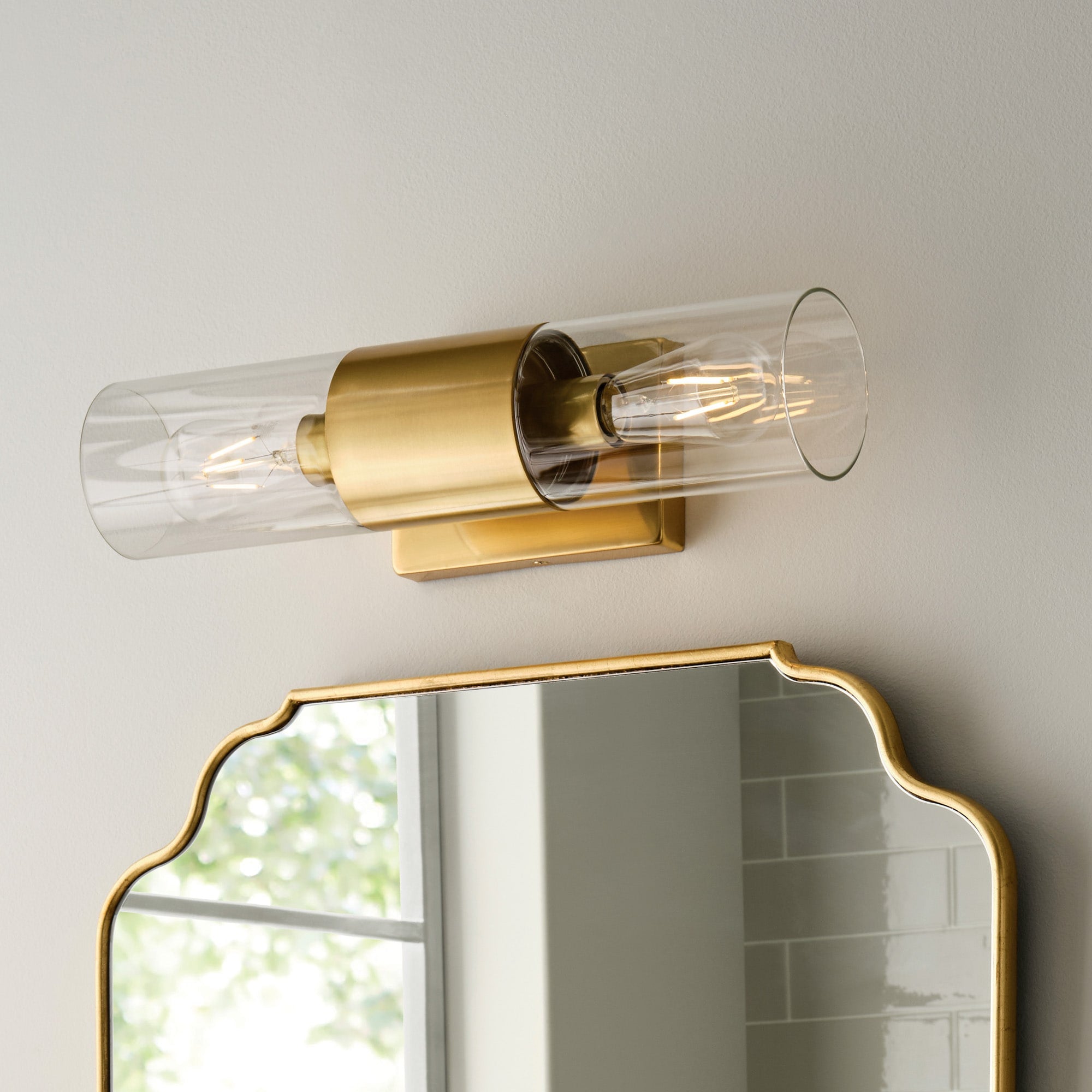 allen + roth Rexburg 4.7-in 2-Light Brushed Gold Led, Transitional Vanity Light