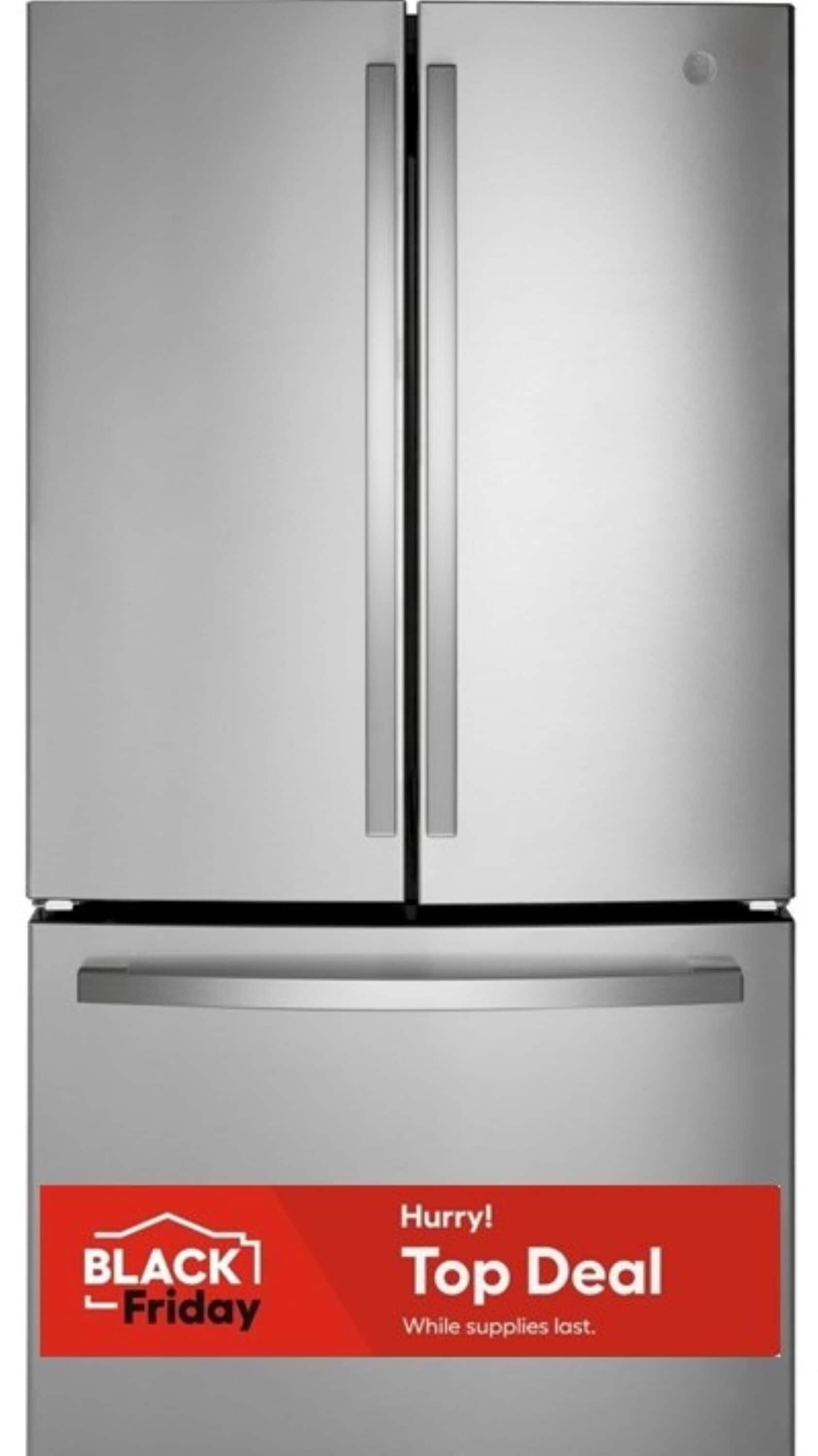 GE 27-cu ft French Door Refrigerator with Ice Maker and Water dispenser (Fingerprint-resistant Stainless Steel) ENERGY STAR (GNE27JYMFS)