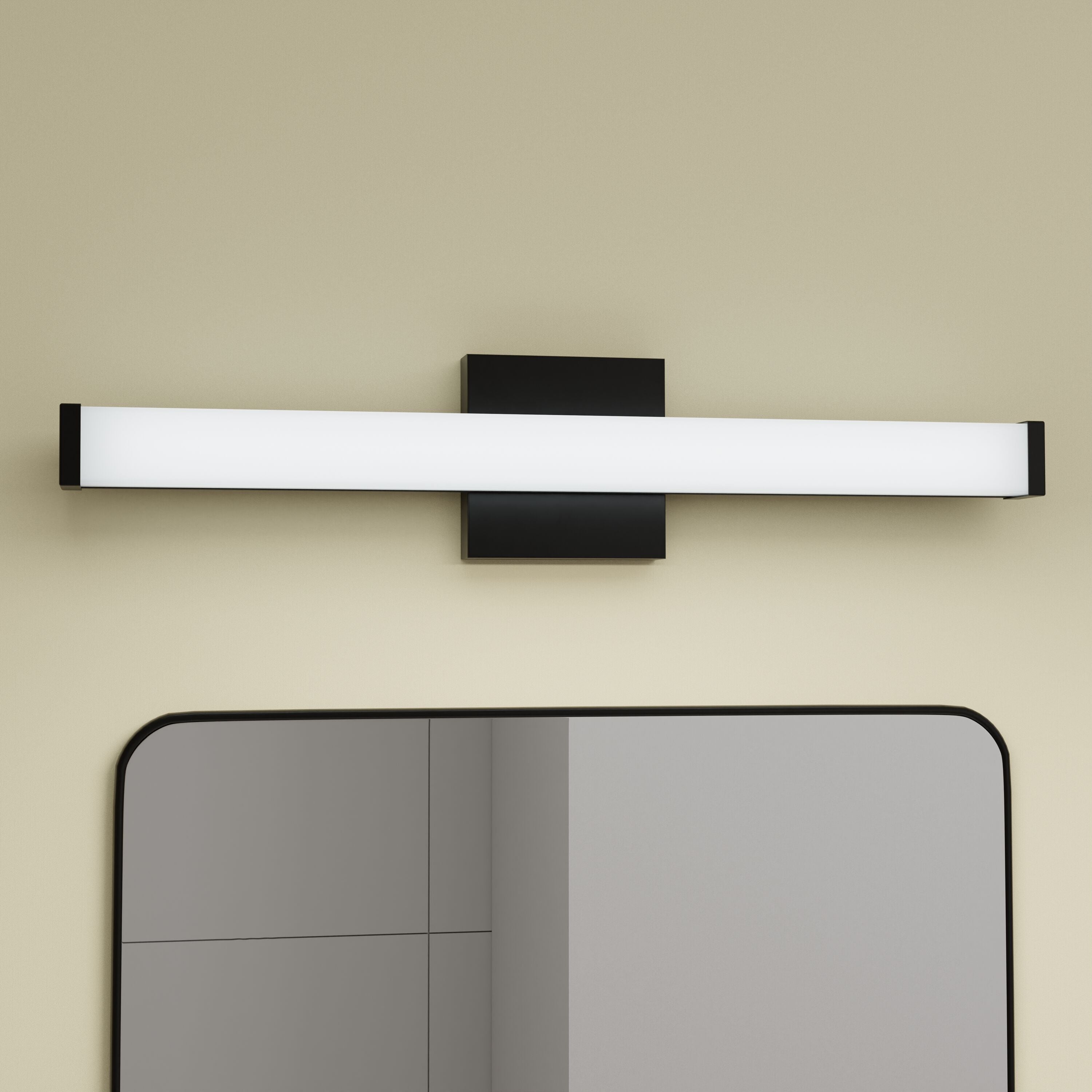 allen + roth Gretna 24.25-in 1-Light Matte Black LED Modern/Contemporary Vanity Light Bar