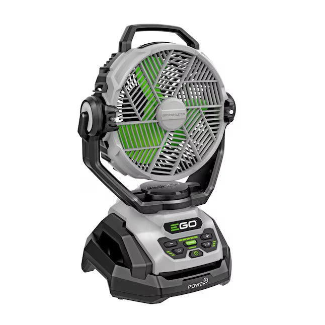 EGO 10-in High Velocity Indoor/Outdoor Oscillating Misting Jobsite Fan, Battery Powered, in Grey/Green