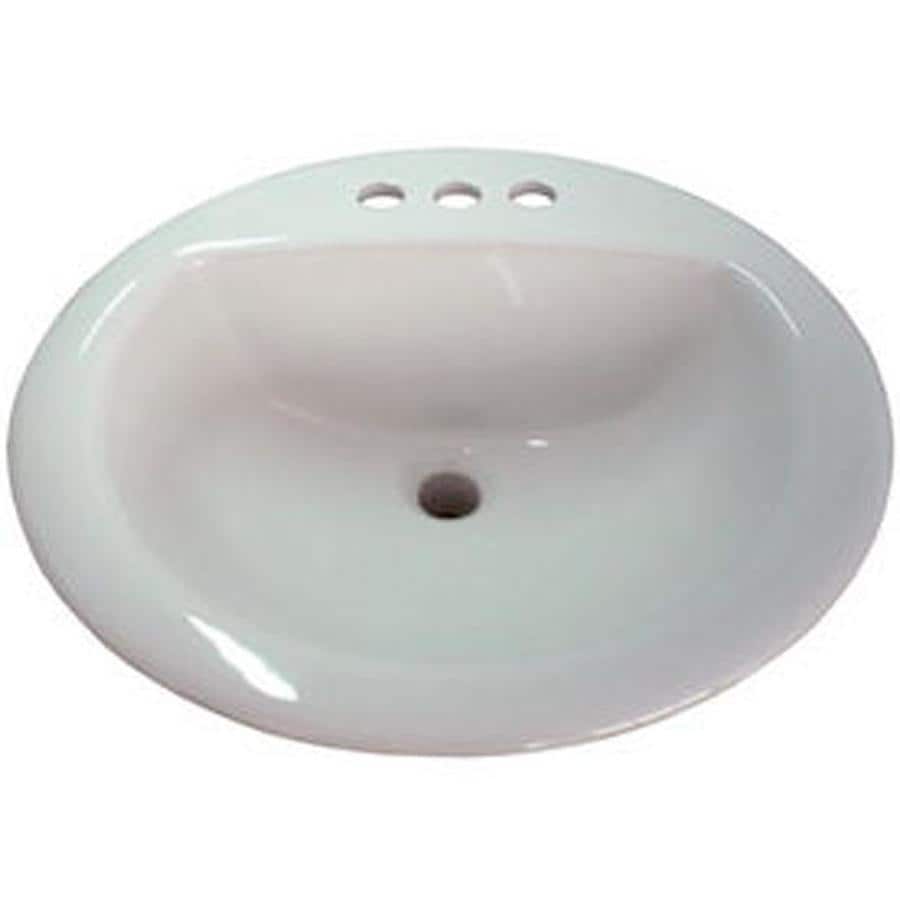 AquaSource White Drop-In Round Bathroom Sink with Overflow Drain (19-in x 19-in)