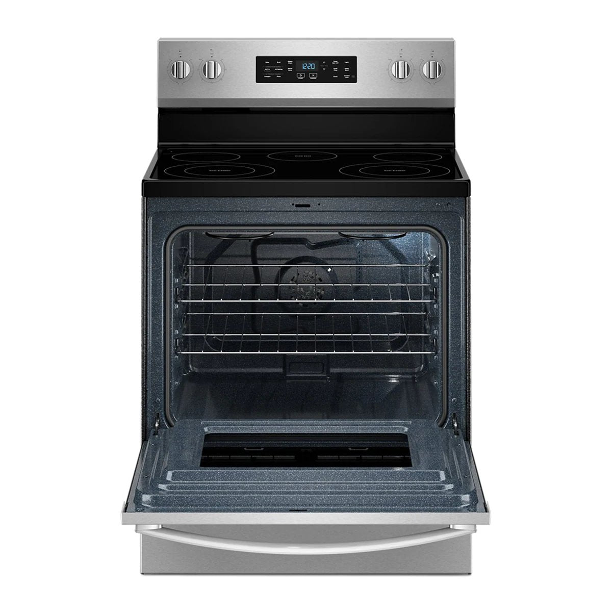 Whirlpool 30-in Glass Top 5 burners 5.3-cu ft Air Fry Convection Freestanding ( Stainless Steel )