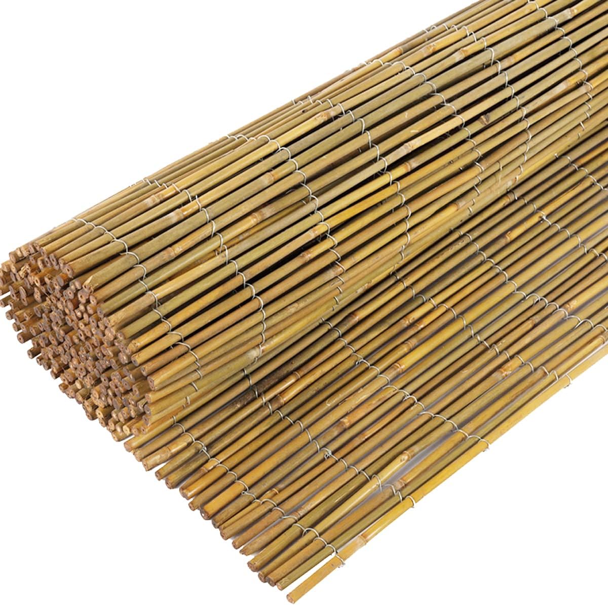 Jollybower 6ft x 8ft x 0.4" D Natural Bamboo Fence, Outdoor Rolled Bamboo Fencing, Decorative Privacy Screen for Garden Backyard Balcony
