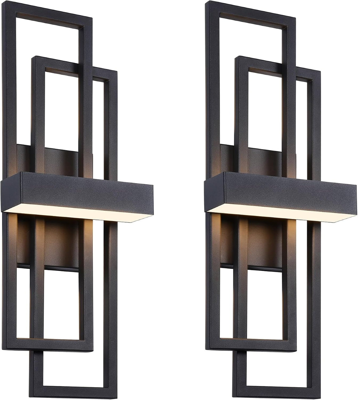 LamQee 1 21 7/8” Modern Outdoor Wall Light, Integrated LED 1000LM Exterior Lighting Fixture Rectangle Outdoor Sconce, Matte Black Metal Wall Mount Porch Light Outside Lamp for House Garage Door Patio