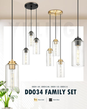 3 Pack Modern Pendant Light Fixtures, Kitchen Island Light with Clear Glass Shade and Adjustable Cord, Black Industrial Hanging Pendant Lighting for Dining Room Bedroom, DD034 - 1 - BK3 - Stu's Home Improvement Outlet