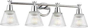 FEMILA Chrome Bathroom Light Fixtures, 29.5" Vanity Lighting Fixtures, 4 - Light Bathroom Vanity Light with Fluted Ripple Glass Shade for Bathroom, Kitchen,4FG75BG1 - 4W CH - Stu's Home Improvement Outlet