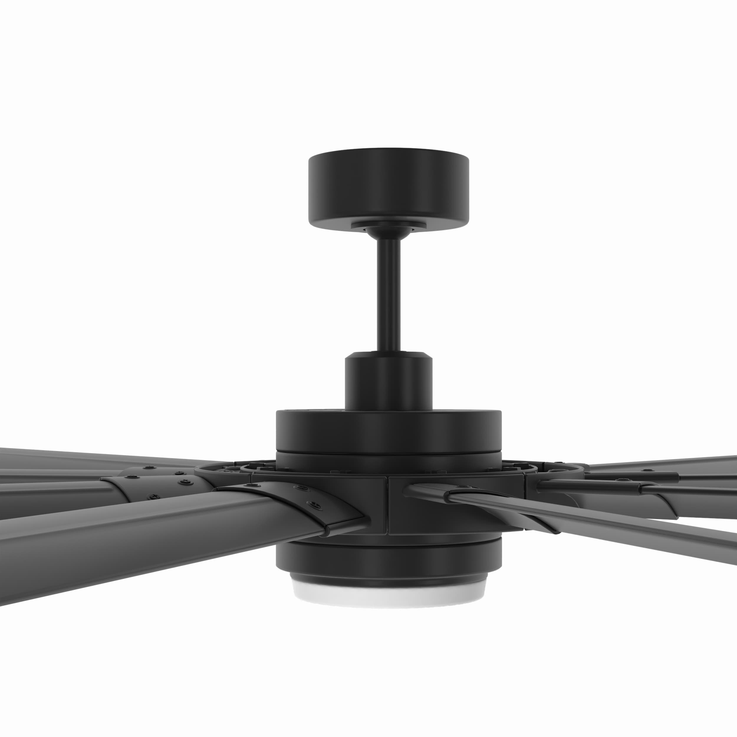 Fanimation Studio Collection Slinger v2 72-in Matte Black with Black Blades Color-Changing Integrated LED Covered Outdoor Ceiling Fan With Light and Remote Included 9 -Blade