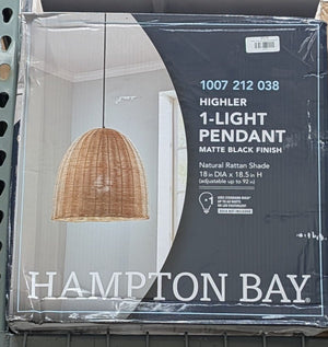 Highler 1 - Light Matte Black Island Pendant with Natural Rattan Shade - Stu's Home Improvement Outlet