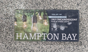 Hampton Bay 12 - Light 24 ft. Indoor/Outdoor Plug - In Incandescent Edison Bulb String Light - Stu's Home Improvement Outlet