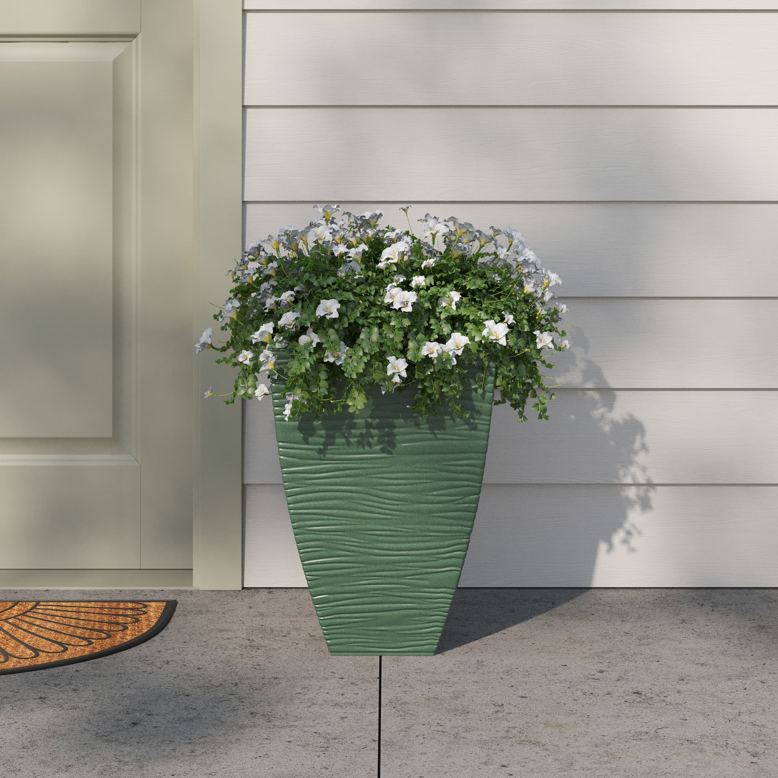 allen + roth Square 14.37-in W x 14.37-in L x 20.91-in H Forest Green Recycled plastic Indoor/Outdoor Planter