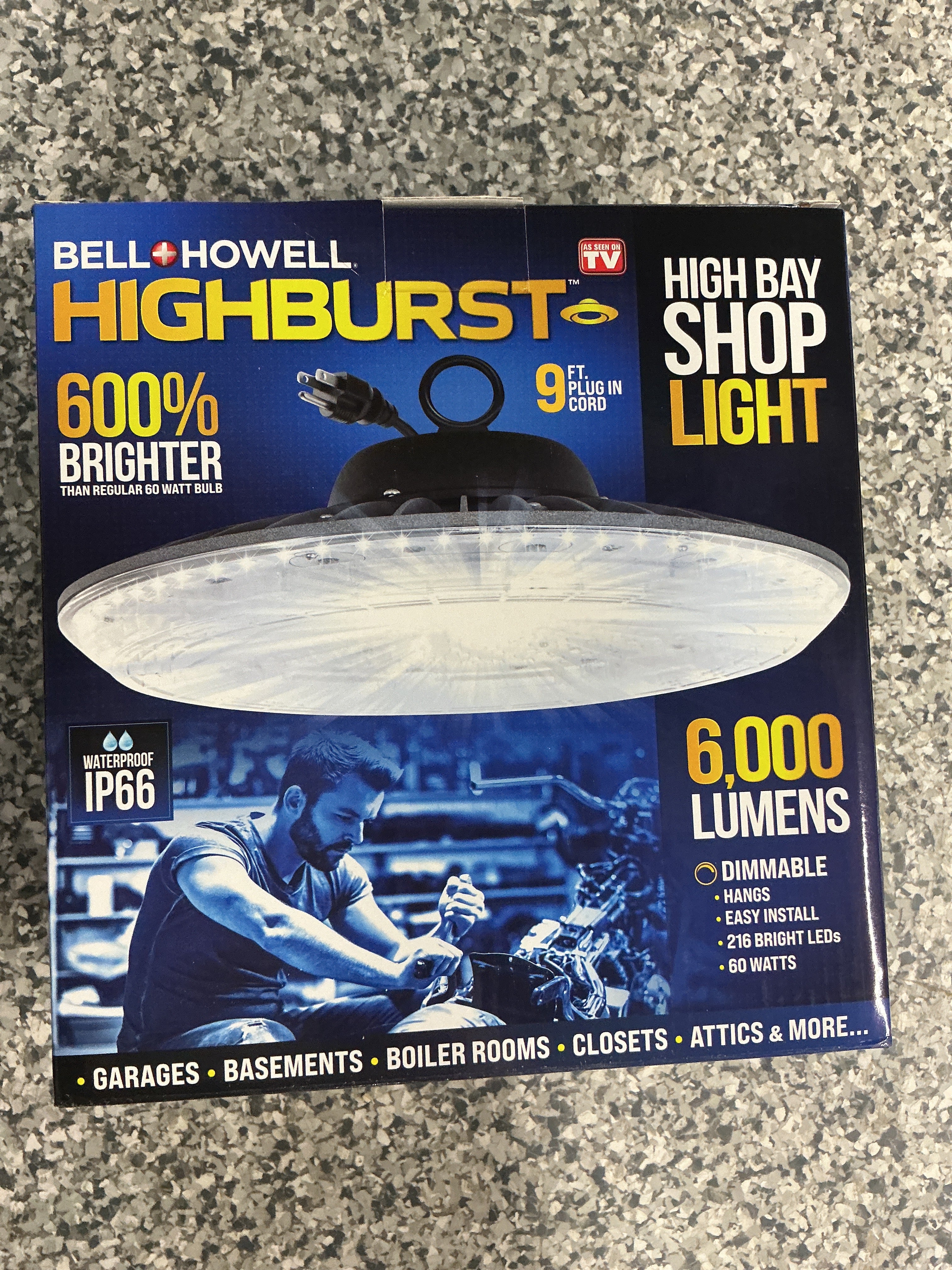 Highburst 1 ft. 60-Watt Integrated LED Black 6,000 Lumens Dimmable High Bay Shop Light