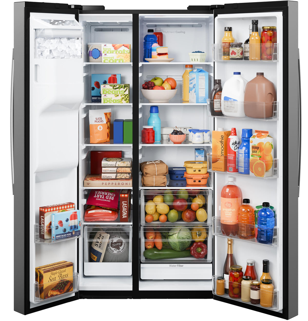 GE 27.9-cu ft Standard-Depth 36-in Wide Side-by-Side Refrigerator with Ice Maker ,Water and Ice Dispenser ( Fingerprint Resistant Stainless Steel )