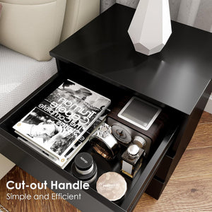 FOTOSOK Nightstand Set of 2 Black Nightstand with 3 Drawers, Black Bedside Table Night Stand for Bedroom with Cut - Out Handle, Sofa Side Table 3 Drawer Nightstand for Bedroom, 17.7W*15D*21.7H - Stu's Home Improvement Outlet