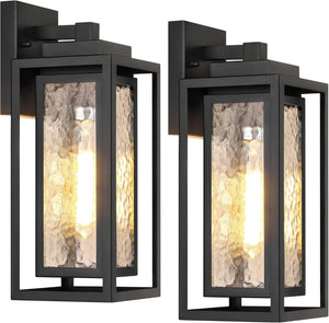 Water Ripple Outdoor Wall Lantern, Exterior Porch Light Fixture Black, 2 Pack Waterproof Wall Lights Fixture, Outside Garage Sconce Lighting, Porch Light Fixture, Mount Lamp, for Patio Outdoor Indoor - Stu's Home Improvement Outlet