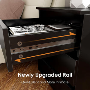 FOTOSOK Nightstand Set of 2 Black Nightstand with 3 Drawers, Black Bedside Table Night Stand for Bedroom with Cut - Out Handle, Sofa Side Table 3 Drawer Nightstand for Bedroom, 17.7W*15D*21.7H - Stu's Home Improvement Outlet