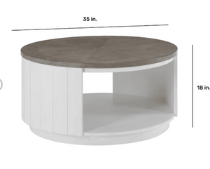 Flexsteel Melody 35” Round Coffee Table – White Oak & Gray Parquet Finish✅ - Stu's Home Improvement Outlet
