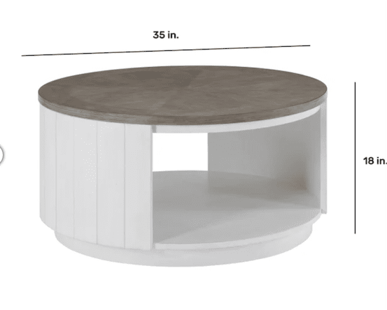 Flexsteel Melody 35” Round Coffee Table – White Oak & Gray Parquet Finish✅ - Stu's Home Improvement Outlet