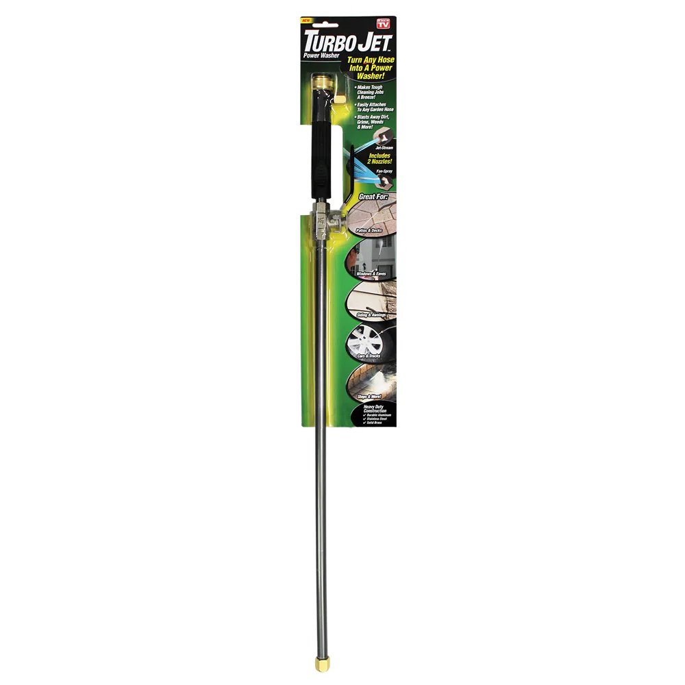 Turbo Jet Rear Trigger Adjustable Spray Garden Hose Nozzle - Turn Your Hose into a Power Washer - Easy Attachment - 2 Patterns
