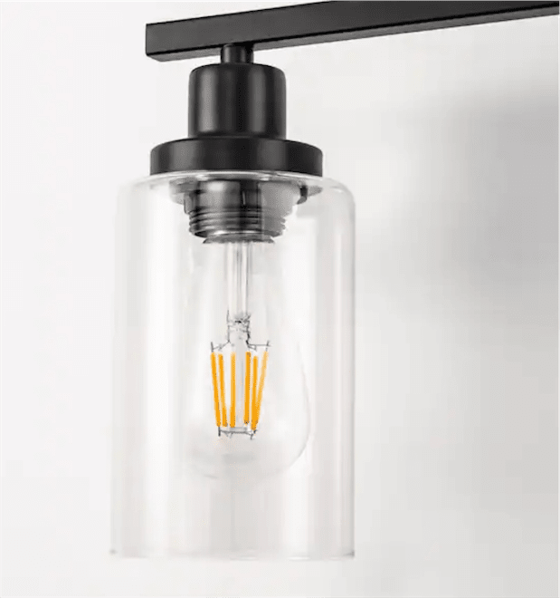 32” Industrial Matte Black 4 - Light Bathroom Vanity Fixture with Clear Glass Shades - Stu's Home Improvement Outlet