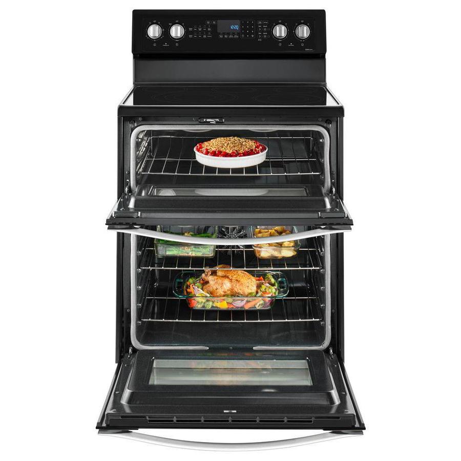 Whirlpool 30-in Smooth Surface 5 Elements 4.2-cu ft/2.5-cu ft Convection Oven Freestanding Double Oven Electric Range (Black Ice) (WGE745C0FE)