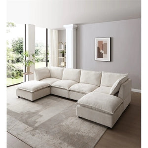 Modular Sectional Sofa, Linen Fabric Couch Set With Convertible Ottoman,U Shaped Sofa,Comfortable,Freely Combinable Sofa For Living Room, Apartment, Office - Stu's Home Improvement Outlet