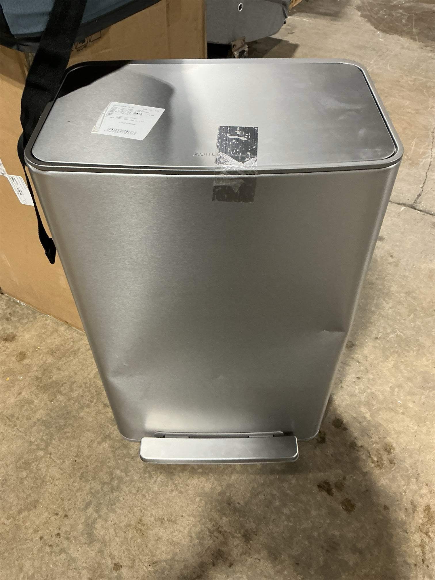 Kohler - 47 Litre Rubbish Bin Stainless Steel Finish Removable Plastic Liner and Space-Saving Profile Fits Perfectly on Wall or Cabinets