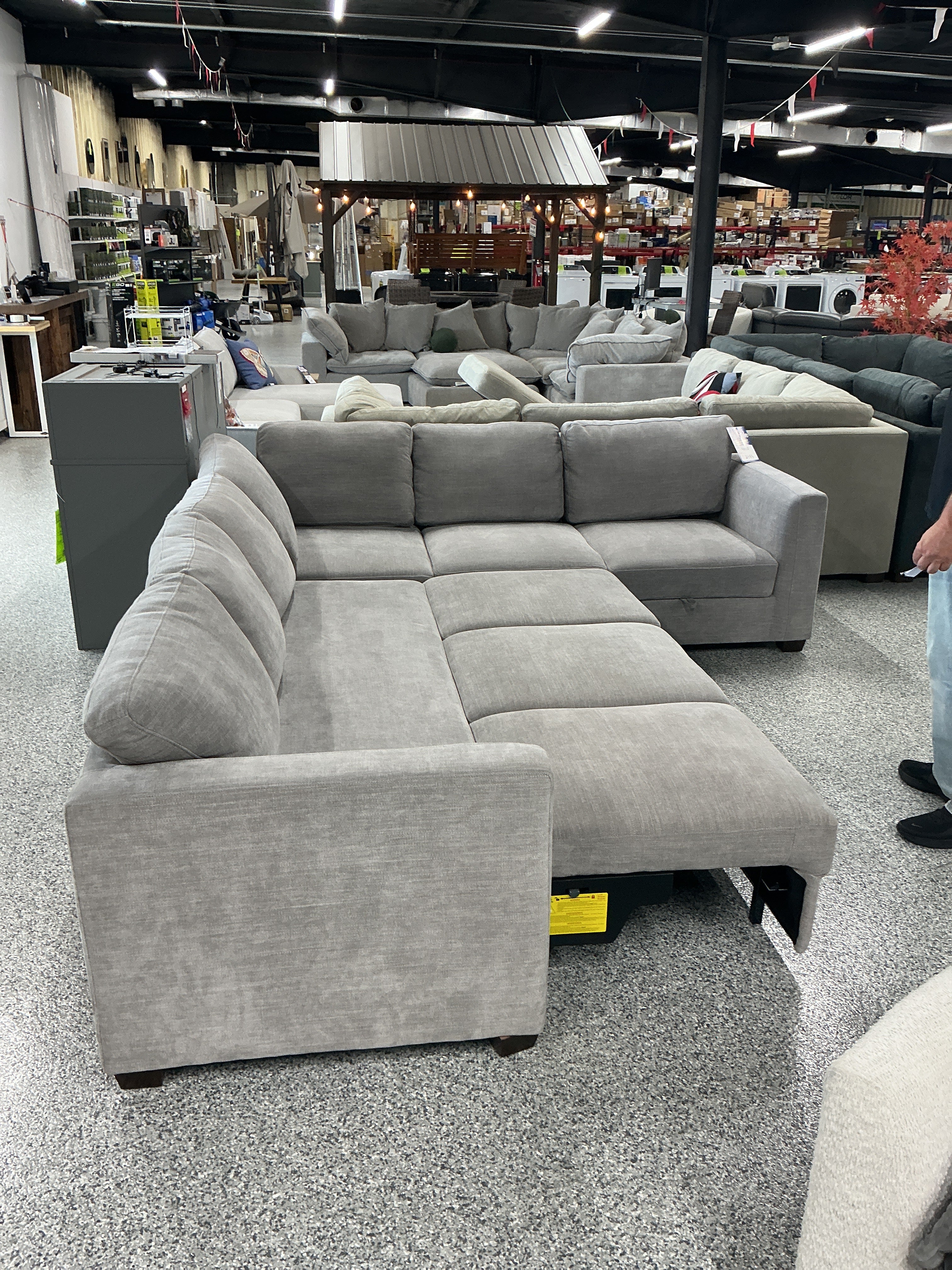 Gray 3-Piece Sleeper Sectional with Storage