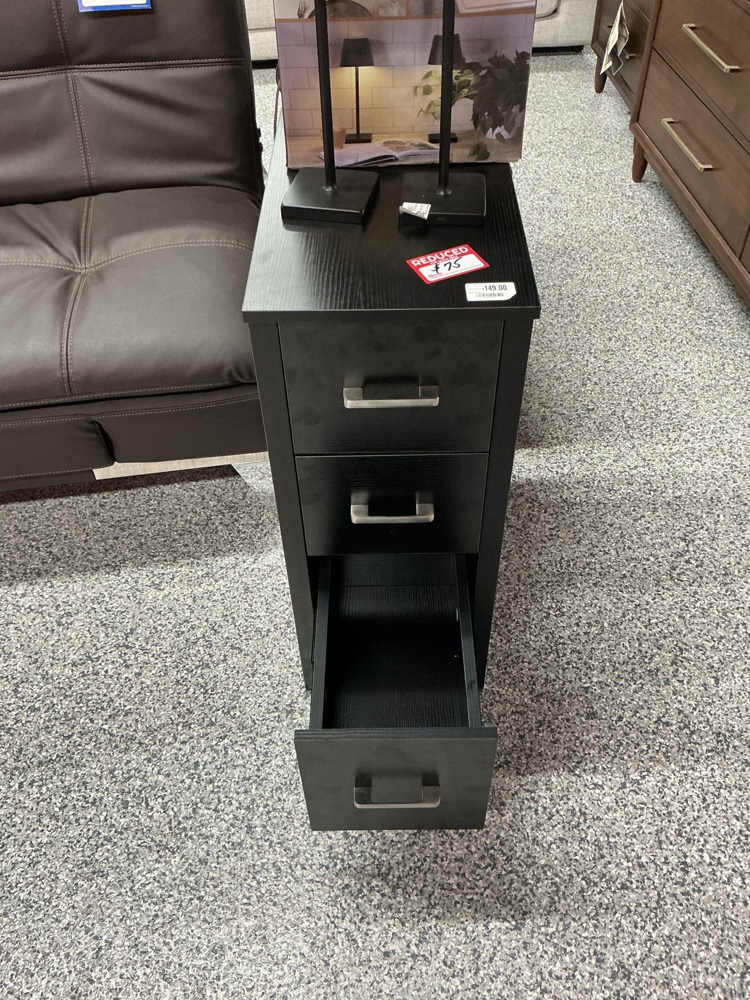 12” Black Accent Storage Cabinet with Drawers✅ - Stu's Home Improvement Outlet