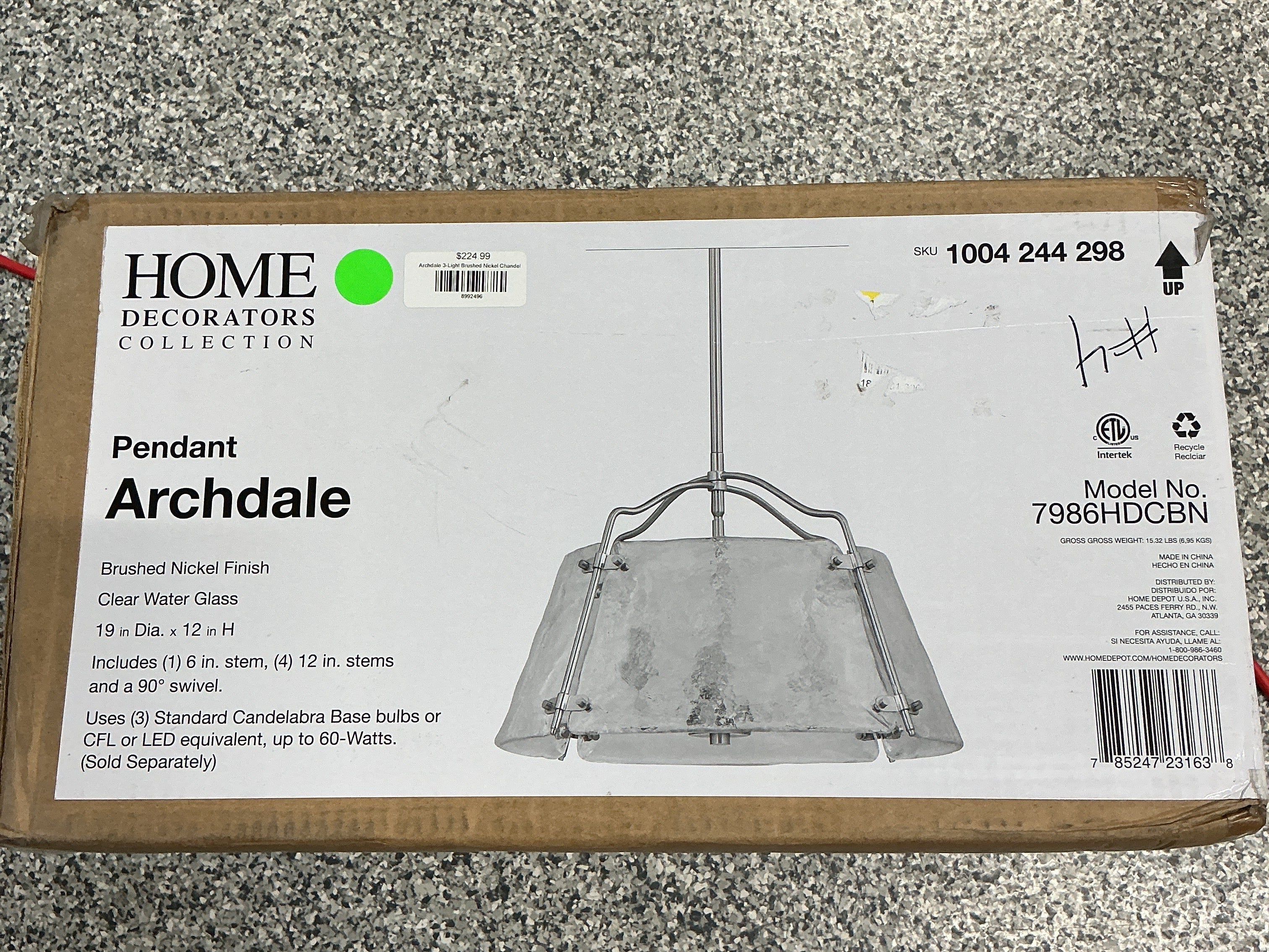 Archdale 3-Light Brushed Nickel Chandelier