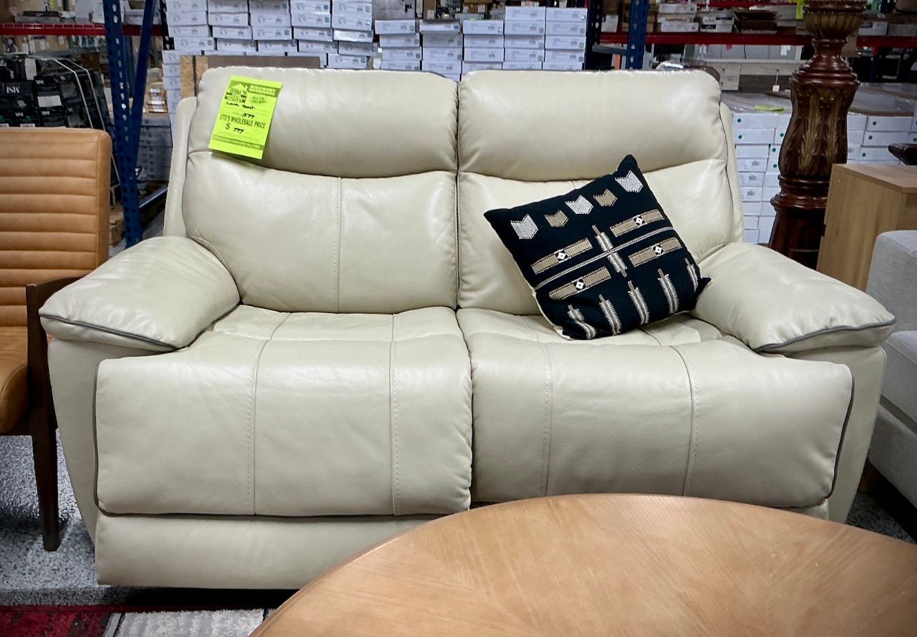 Cream Colored Leather Loveseat - Stu's Home Improvement Outlet