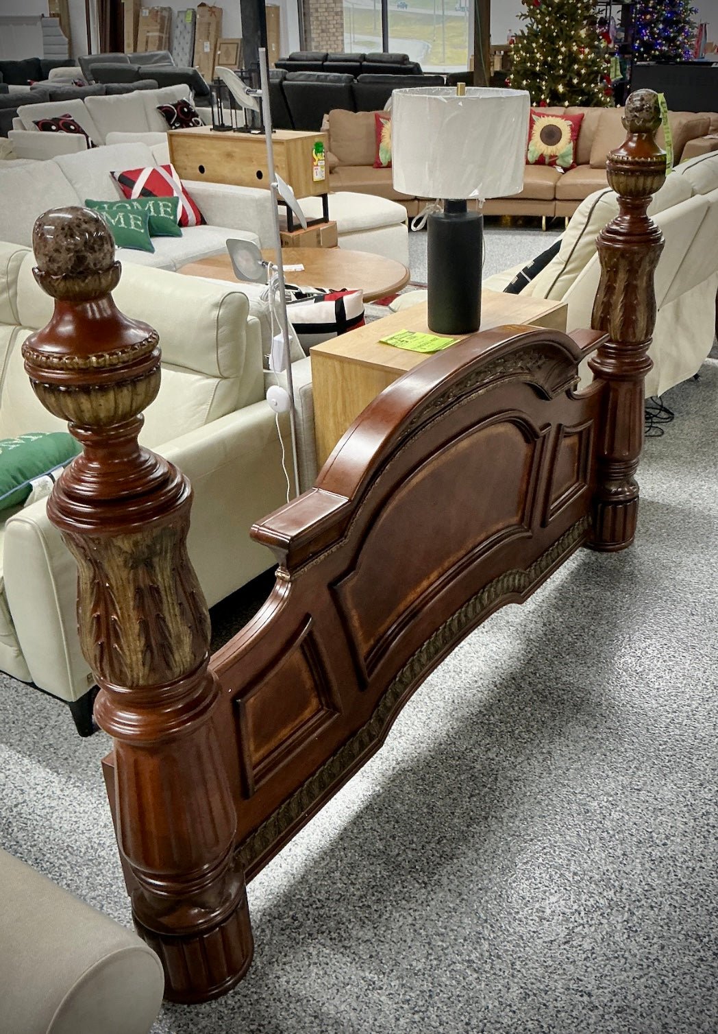 Traditional Wood Bed Footboard with Carved Posts - Stu's Home Improvement Outlet