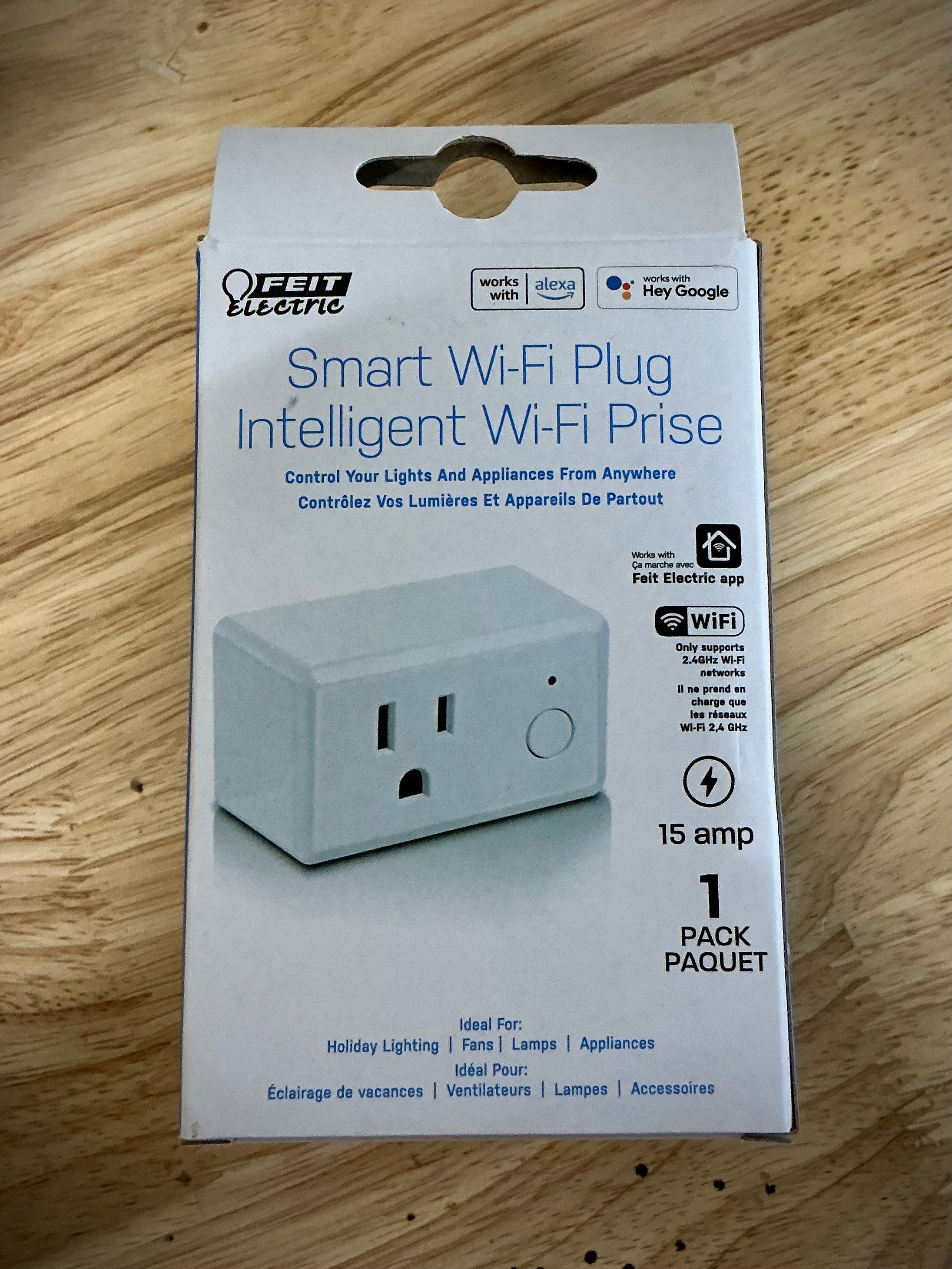 15-Amp Indoor Alexa / Google Assistant Compatible Plug-in Smart Wi-Fi Single Outlet Wall Plug, No Hub Required