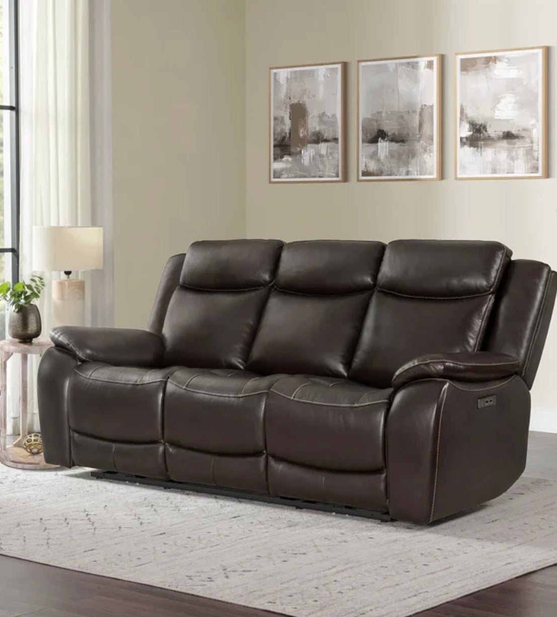 Harvey Leather Power Reclining Sofa with Power Headrests - Stu's Home Improvement Outlet