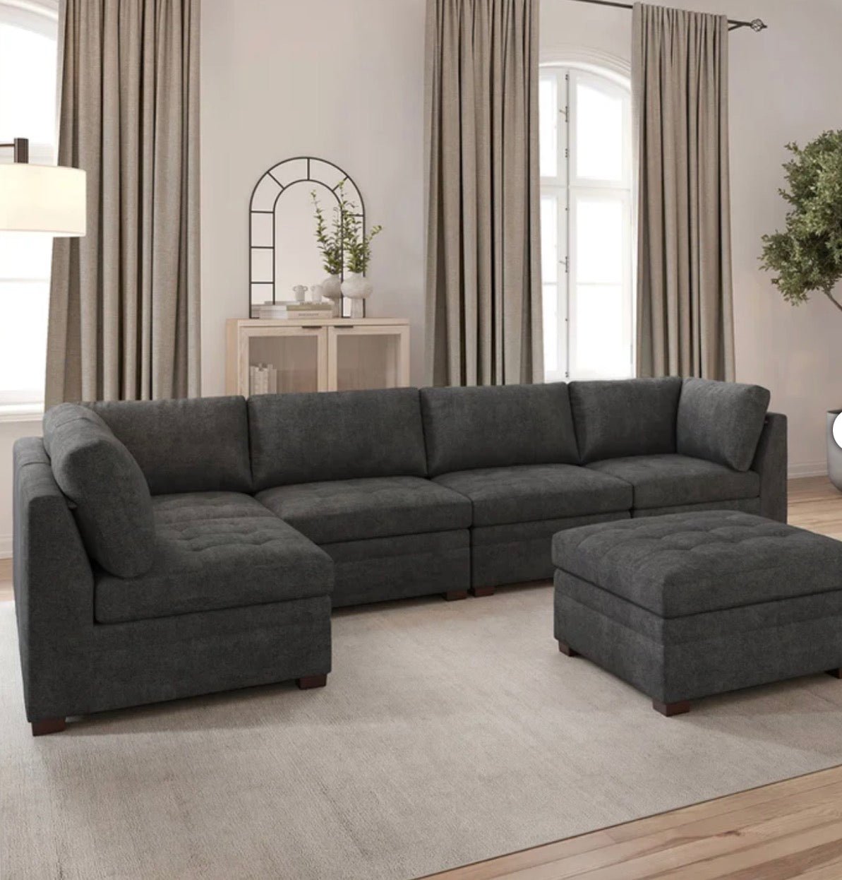 Thomasville Tisdale Fabric Modular Sectional with Storage Ottoman - Stu's Home Improvement Outlet