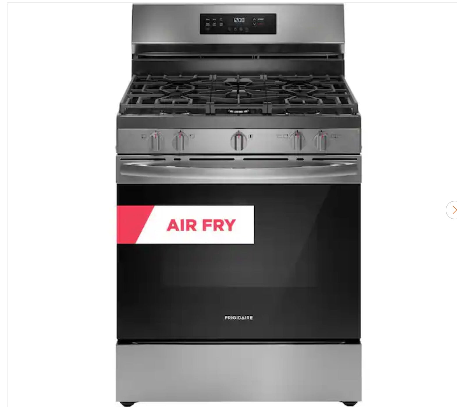 Frigidaire 30 in. 5.1 cu. ft. 5 Burner Freestanding Self-Cleaning Gas Range in Stainless Steel with Air Fry (FCRG3083AS)