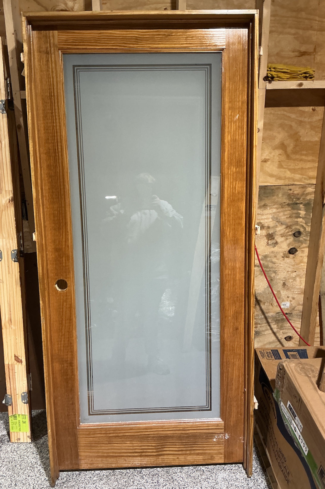 Wooden Door with Frosted Glass Insert