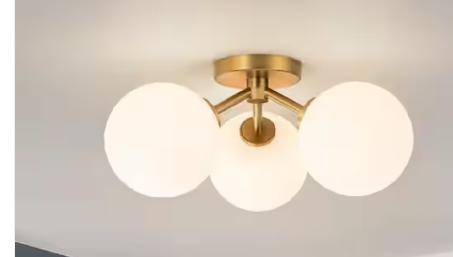 Lueeck 18.12in 3-Light Gold Sputnik Flush Mount Ceiling Light