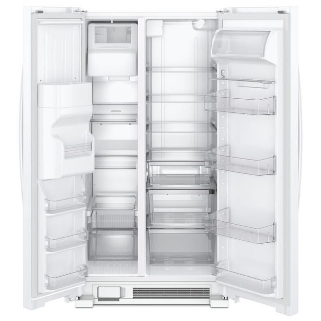 Whirlpool 24.6-cu ft Side-by-Side Refrigerator with Ice Maker ,Water and Ice Dispenser (White) (WRS315SDHW)