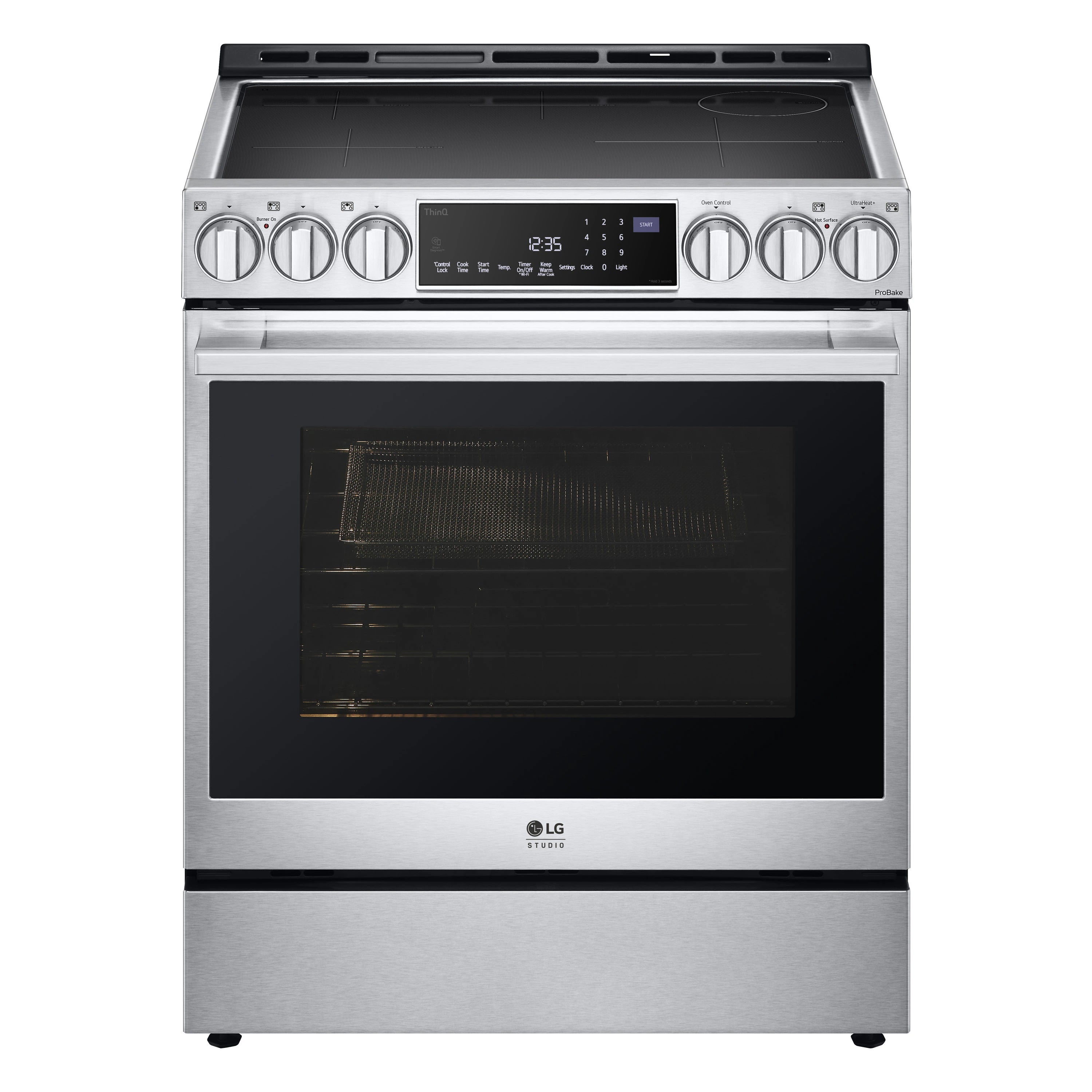 LG STUDIO 30-in 5 Burners 6.3-cu ft Air Fry Convection Oven Slide-in Single Induction Range (Stainless Steel)