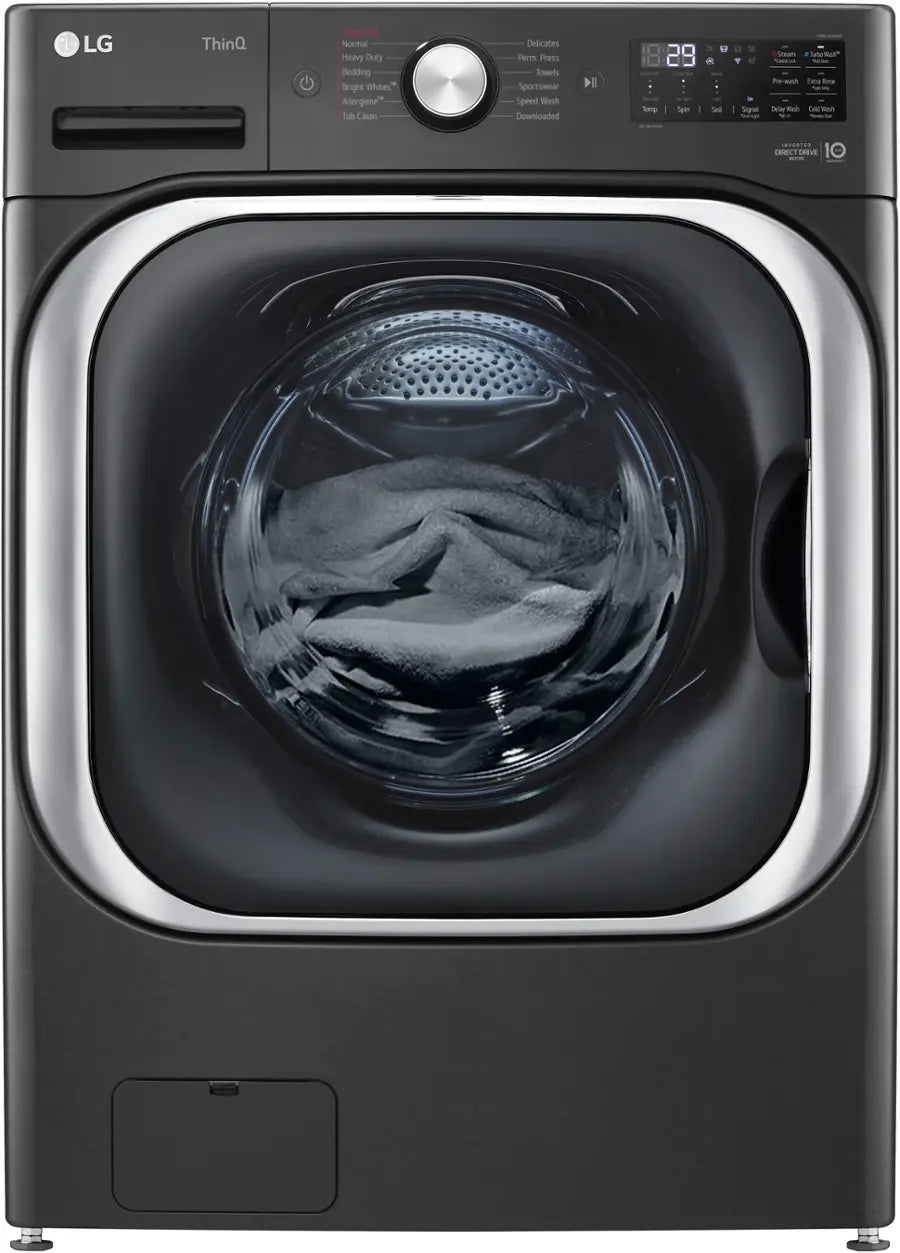 LG TurboWash High Efficiency Stackable Steam Cycle Smart Compatible Extra Large Front-Load Washer ( Black Steel ) ENERGY STAR