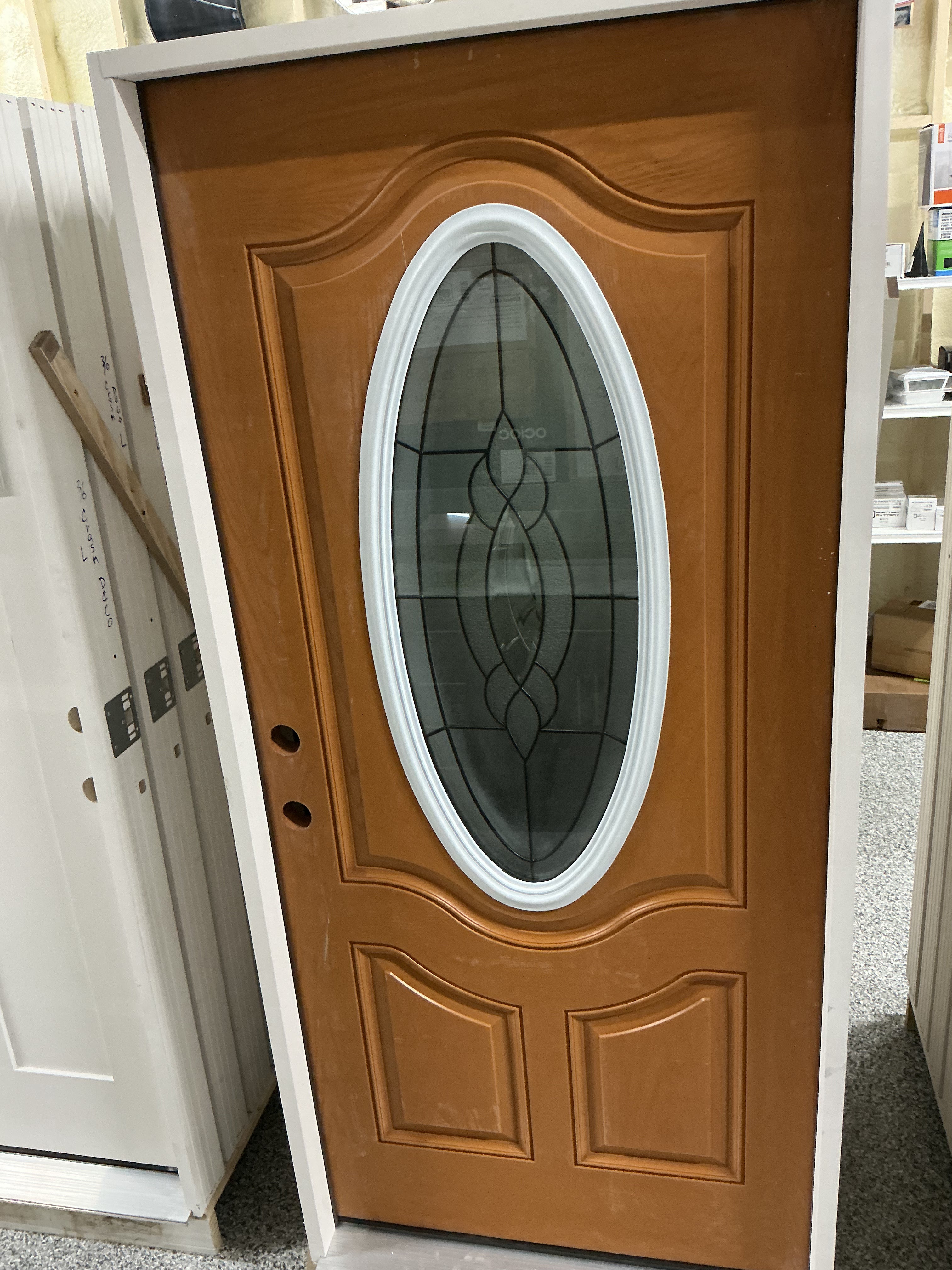 Oval Deco Exterior Fiberglass Door