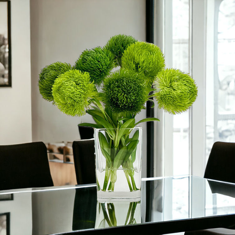 Green Real Touch Dianthus Arrangement, Modern Home/office Decor, Artificial Faux Flower Centerpiece