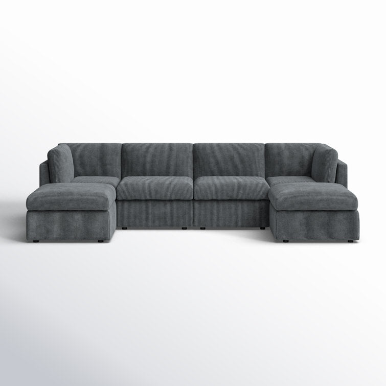 Annai 129" Wide Reversible Modular Corner Sectional with Ottoman