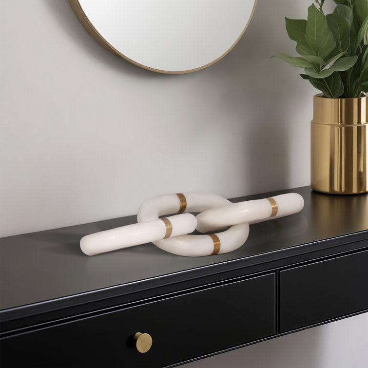 Interlocking Loop Knot Statement Marble Sculpture Decor